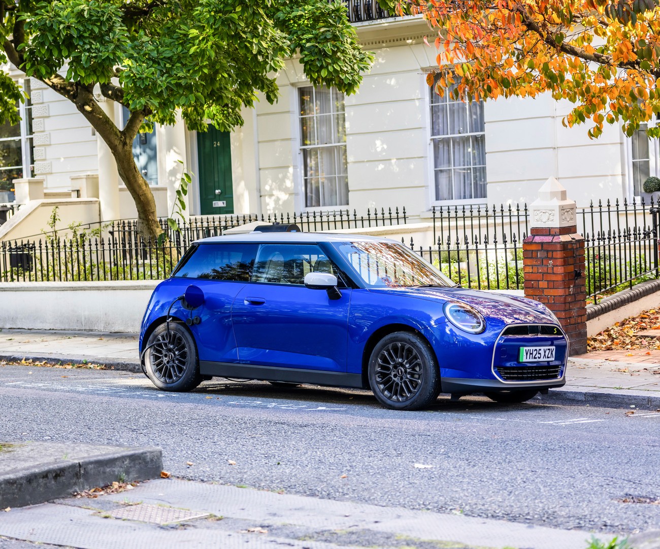 Parked all-electric MINI Cooper